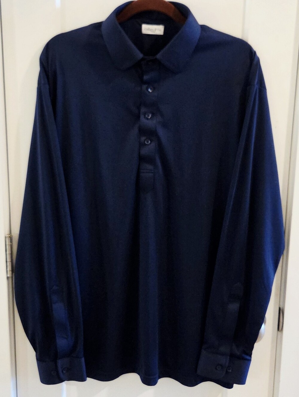 Collars & Co. Long-Sleeve Dress Collar Polo Shirt  Navy Blue - Size XL